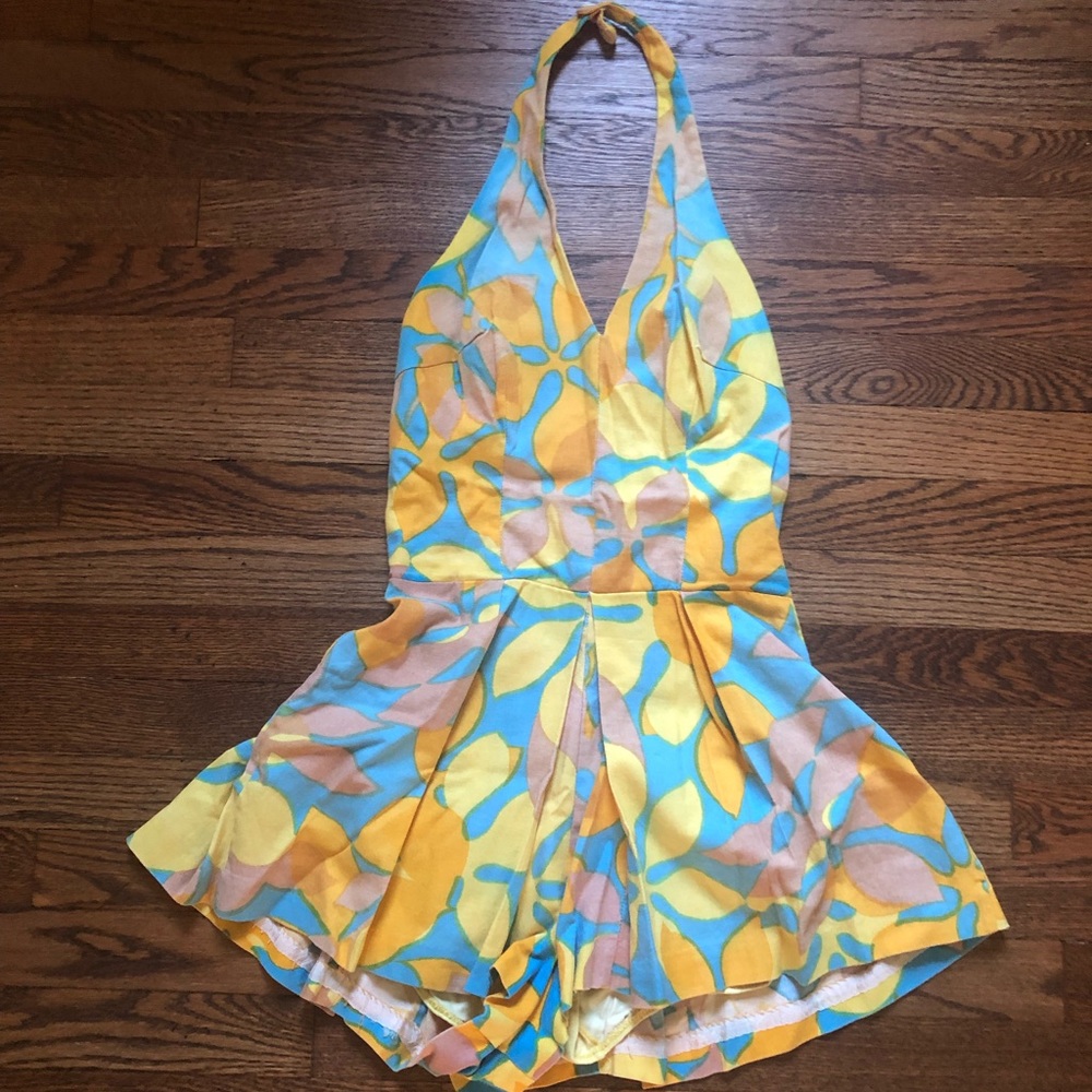 60s vintage skirted romper swimsuit